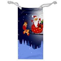 Deer Santa Claus Flying Trees Moon Night Merry Christmas Jewelry Bag by anzea