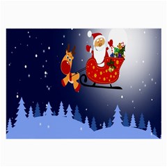 Deer Santa Claus Flying Trees Moon Night Merry Christmas Large Glasses Cloth (2 Sides) by anzea