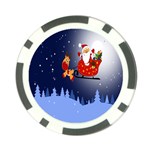 Deer Santa Claus Flying Trees Moon Night Merry Christmas Poker Chip Card Guard Front