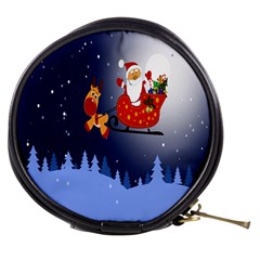 Deer Santa Claus Flying Trees Moon Night Merry Christmas Mini Makeup Bag by anzea