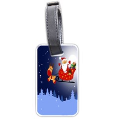 Deer Santa Claus Flying Trees Moon Night Merry Christmas Luggage Tag (one Side)