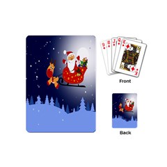 Deer Santa Claus Flying Trees Moon Night Merry Christmas Playing Cards Single Design (mini)