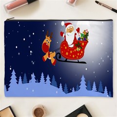 Deer Santa Claus Flying Trees Moon Night Merry Christmas Cosmetic Bag (xxxl) by anzea