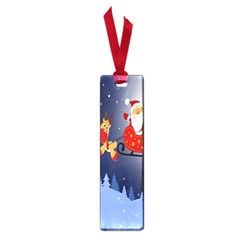 Deer Santa Claus Flying Trees Moon Night Merry Christmas Small Book Marks by anzea