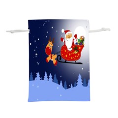 Deer Santa Claus Flying Trees Moon Night Merry Christmas Lightweight Drawstring Pouch (s) by anzea