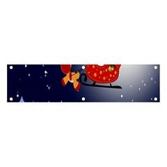 Deer Santa Claus Flying Trees Moon Night Merry Christmas Banner And Sign 4  X 1  by anzea