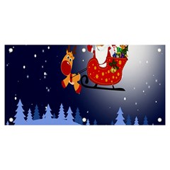 Deer Santa Claus Flying Trees Moon Night Merry Christmas Banner And Sign 6  X 3  by anzea