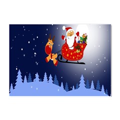 Deer Santa Claus Flying Trees Moon Night Merry Christmas Crystal Sticker (a4) by anzea