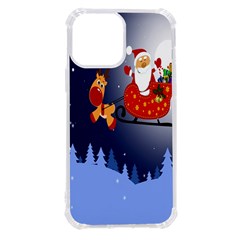 Deer Santa Claus Flying Trees Moon Night Merry Christmas Iphone 13 Pro Max Tpu Uv Print Case by anzea