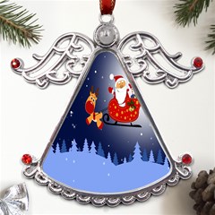 Deer Santa Claus Flying Trees Moon Night Merry Christmas Metal Angel With Crystal Ornament by anzea