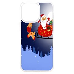 Deer Santa Claus Flying Trees Moon Night Merry Christmas Iphone 15 Plus Tpu Uv Print Case