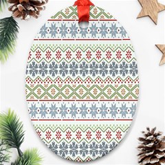 Christmas Star Flower Red Blue Ornament (oval) by anzea