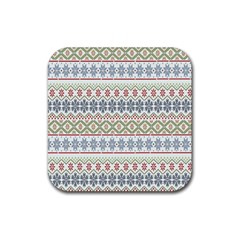 Christmas Star Flower Red Blue Rubber Coaster (square) by anzea