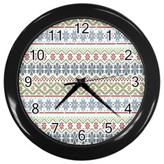 Christmas Star Flower Red Blue Wall Clock (black) by anzea