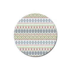 Christmas Star Flower Red Blue Magnet 3  (round) by anzea