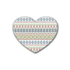 Christmas Star Flower Red Blue Rubber Coaster (heart) by anzea