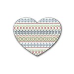 Christmas Star Flower Red Blue Rubber Heart Coaster (4 pack) Front