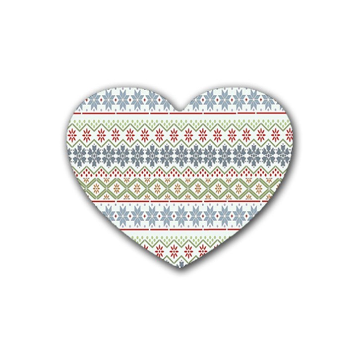 Christmas Star Flower Red Blue Rubber Heart Coaster (4 pack)