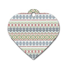 Christmas Star Flower Red Blue Dog Tag Heart (one Side) by anzea