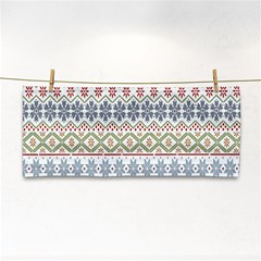 Christmas Star Flower Red Blue Hand Towel by anzea