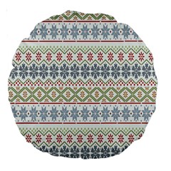 Christmas Star Flower Red Blue Large 18  Premium Round Cushions by anzea