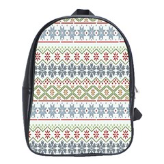 Christmas Star Flower Red Blue School Bag (xl) by anzea