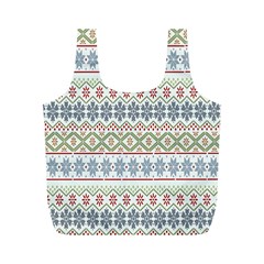 Christmas Star Flower Red Blue Full Print Recycle Bag (m) by anzea