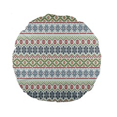 Christmas Star Flower Red Blue Standard 15  Premium Flano Round Cushions by anzea