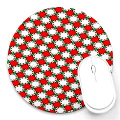 Christmas Star Red Green Round Mousepad by anzea