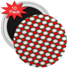 Christmas Star Red Green 3  Magnets (10 Pack)  by anzea