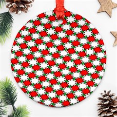 Christmas Star Red Green Round Ornament (two Sides)