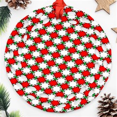 Christmas Star Red Green Ornament (round Filigree)