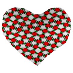 Christmas Star Red Green Large 19  Premium Heart Shape Cushions by anzea