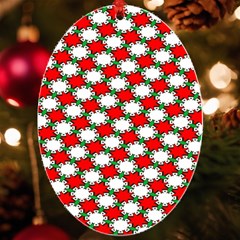 Christmas Star Red Green Uv Print Acrylic Ornament Oval