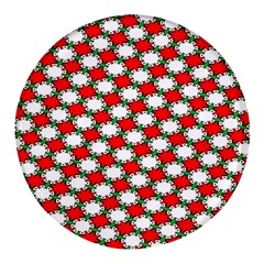 Christmas Star Red Green Round Glass Fridge Magnet (4 Pack)