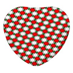 Christmas Star Red Green Heart Glass Fridge Magnet (4 Pack)