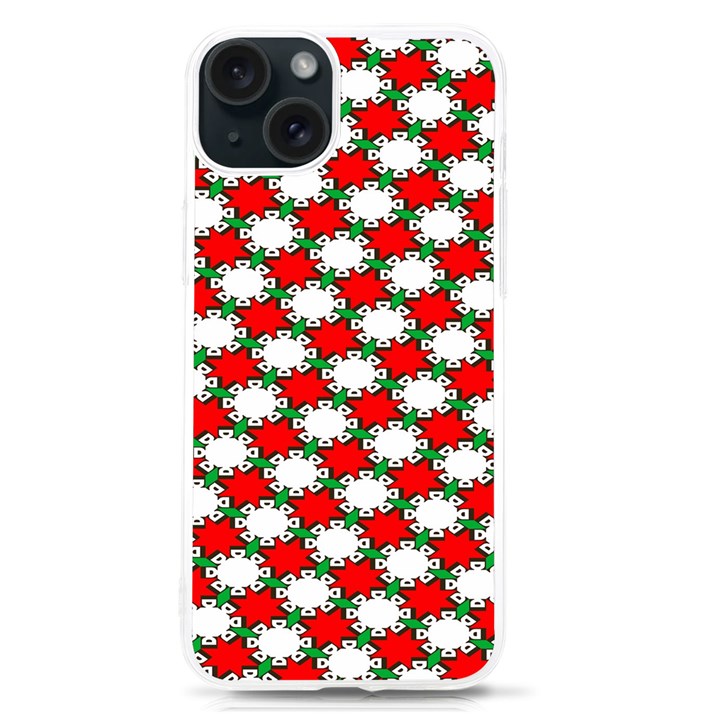 Christmas Star Red Green iPhone 15 TPU UV Print Case