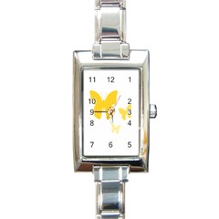 Yellow Butterfly Animals Fly Rectangle Italian Charm Watch by anzea