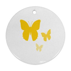 Yellow Butterfly Animals Fly Ornament (round) by anzea