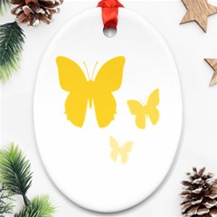 Yellow Butterfly Animals Fly Ornament (oval)