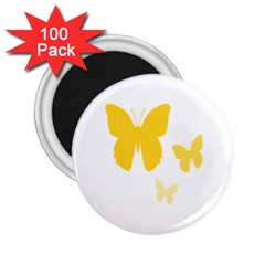 Yellow Butterfly Animals Fly 2 25  Magnets (100 Pack)  by anzea