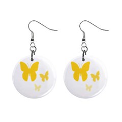 Yellow Butterfly Animals Fly Mini Button Earrings by anzea