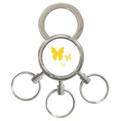 Yellow Butterfly Animals Fly 3-ring Key Chain by anzea