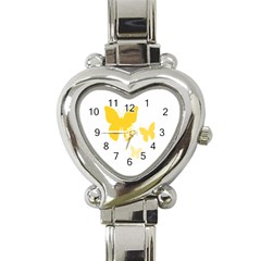 Yellow Butterfly Animals Fly Heart Italian Charm Watch by anzea