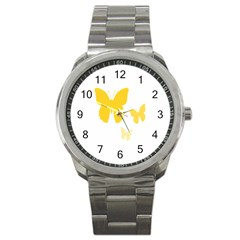 Yellow Butterfly Animals Fly Sport Metal Watch