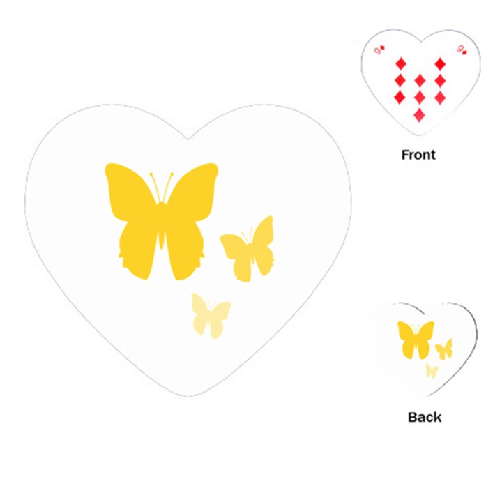 Yellow Butterfly Animals Fly Playing Cards Single Design (Heart)