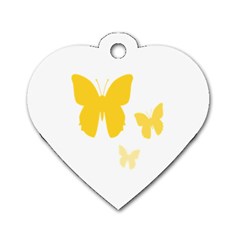 Yellow Butterfly Animals Fly Dog Tag Heart (one Side) by anzea