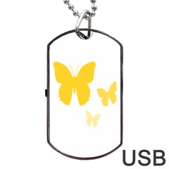 Yellow Butterfly Animals Fly Dog Tag Usb Flash (two Sides) by anzea