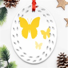 Yellow Butterfly Animals Fly Ornament (oval Filigree)