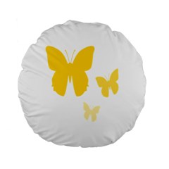 Yellow Butterfly Animals Fly Standard 15  Premium Round Cushions by anzea